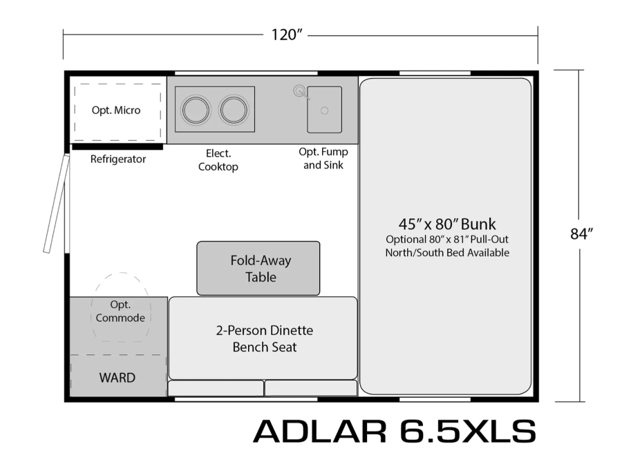 2024 SOARING EAGLE CAMPERS ADLAR 6.5XLS, , floor-plans-day image number 0