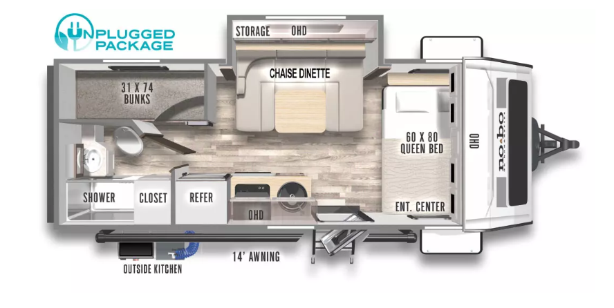 2024 FOREST RIVER NO BOUNDARIES 19.8, , floor-plans-day image number 0