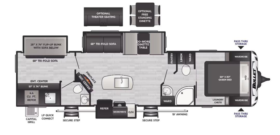 2024 KEYSTONE BULLET 330BKQ, , floor-plans-day image number 0