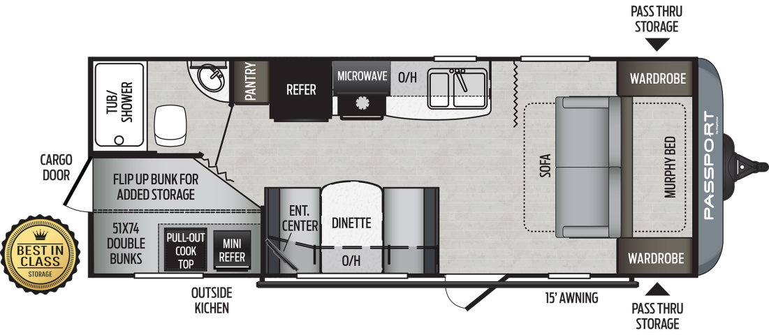 2023 KEYSTONE PASSPORT 219BH, , floor-plans-day image number 0