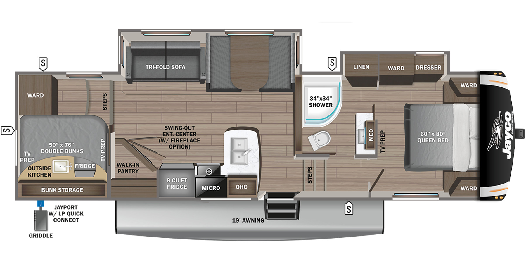 2023 JAYCO EAGLE HT 29.5BHDS, , floor-plans-day image number 0