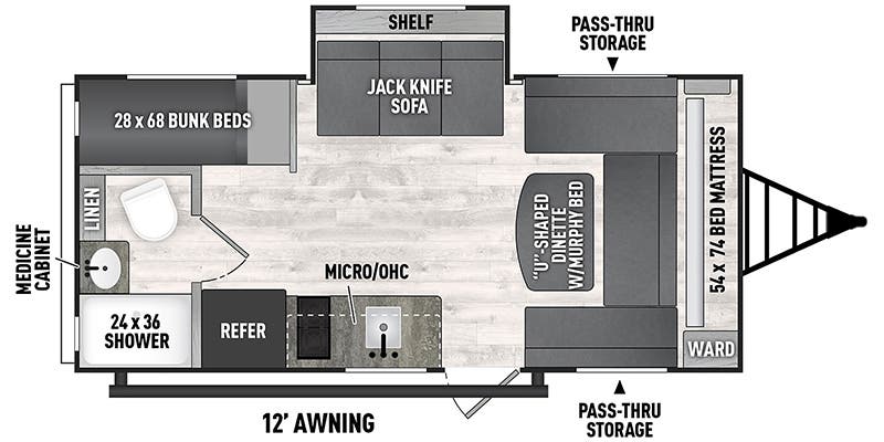 2023 FOREST RIVER VIKING 18BHS, , floor-plans-day image number 0