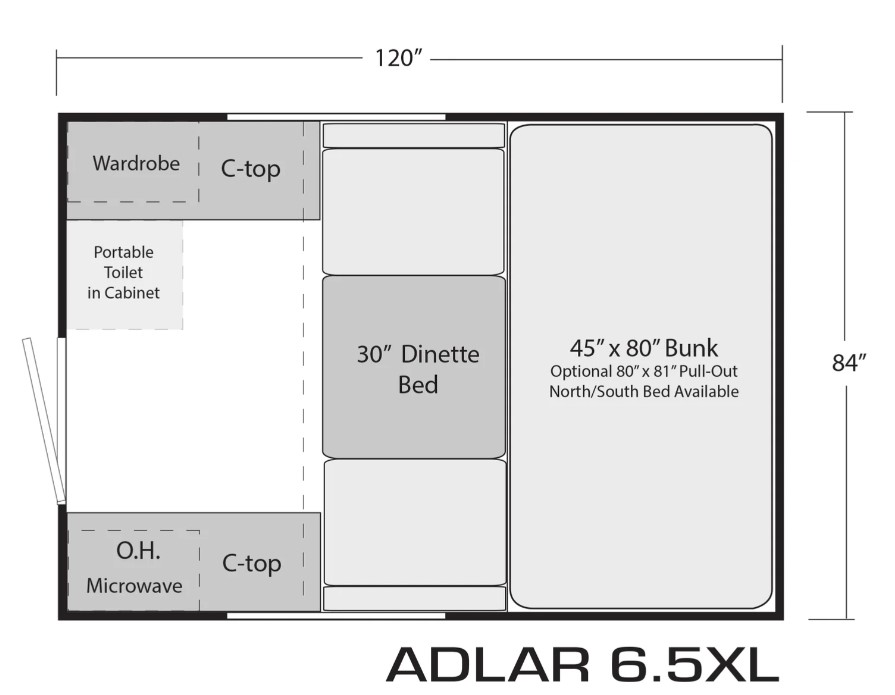 2024 SOARING EAGLE CAMPERS ADLAR 6.5XL, , floor-plans-day image number 0