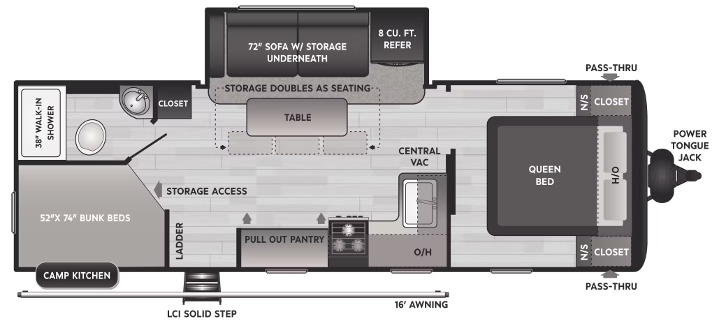 2022 KEYSTONE HIDEOUT 25DBWE, , floor-plans-day image number 0