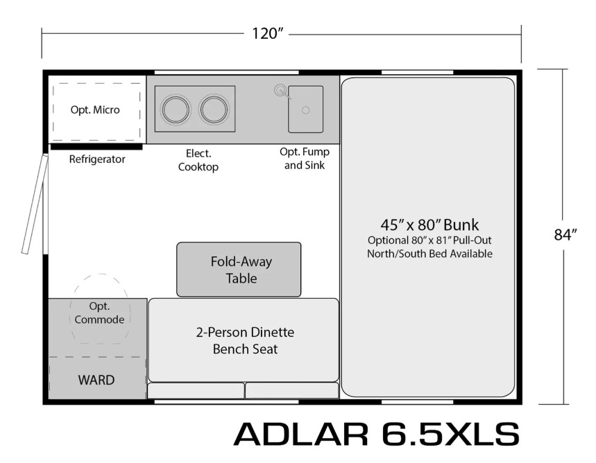 2024 SOARING EAGLE CAMPERS ADLAR 6.5XLS, , floor-plans-day image number 0