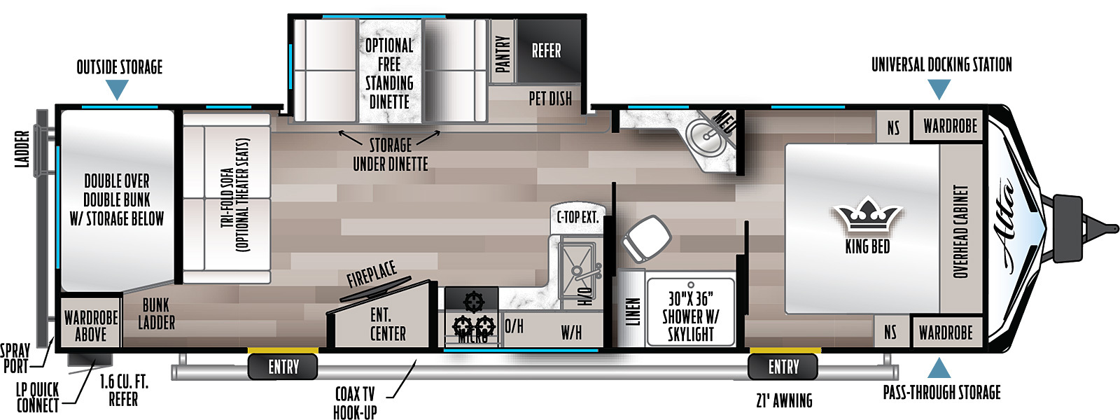 2022 EAST TO WEST RV ALTA 2900KBH, , floor-plans-day image number 0