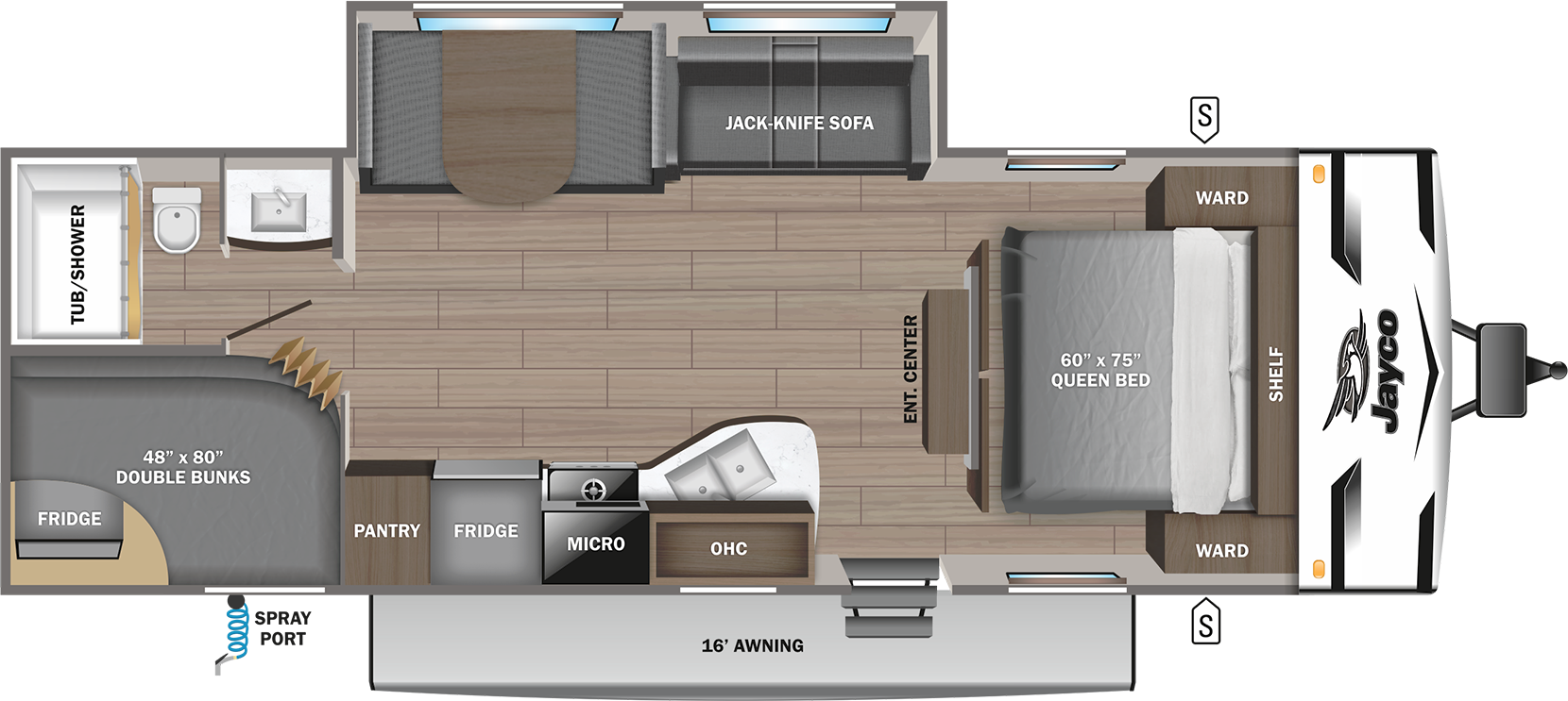 2024 JAYCO JAY FLIGHT 261BHSW, , floor-plans-day image number 0