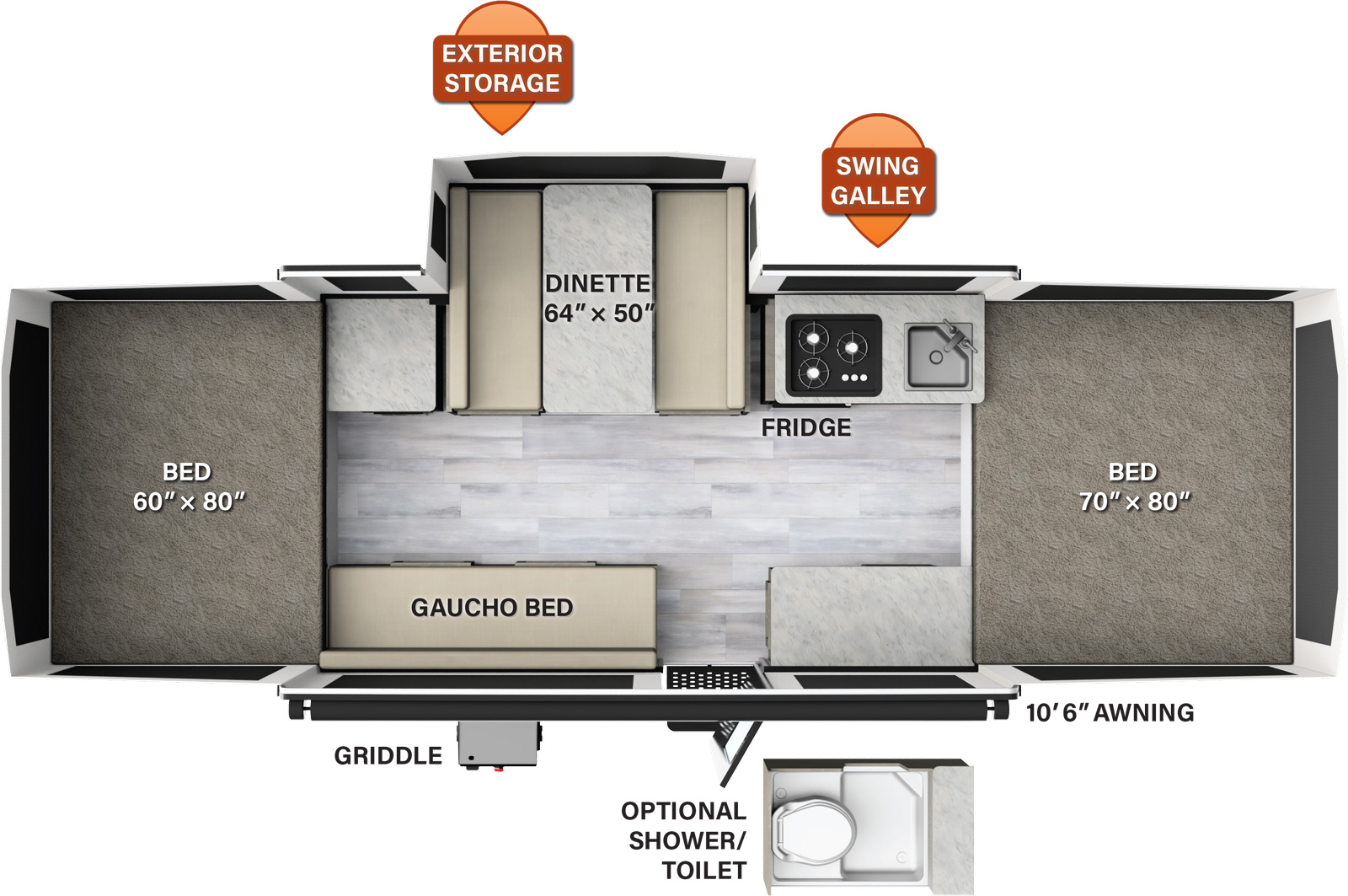 2020 FOREST RIVER ROCKWOOD 2318G, , floor-plans-day image number 0