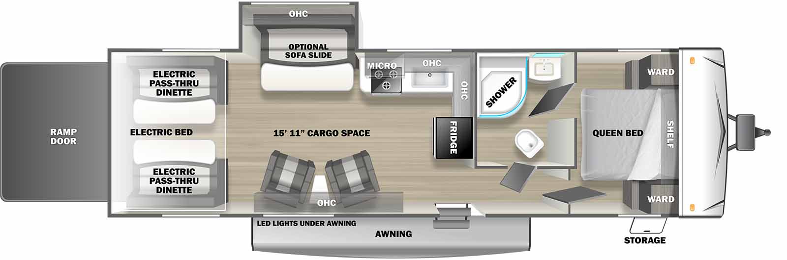 2022 FOREST RIVER SHOCKWAVE 27RQG-MX, , floor-plans-day image number 0