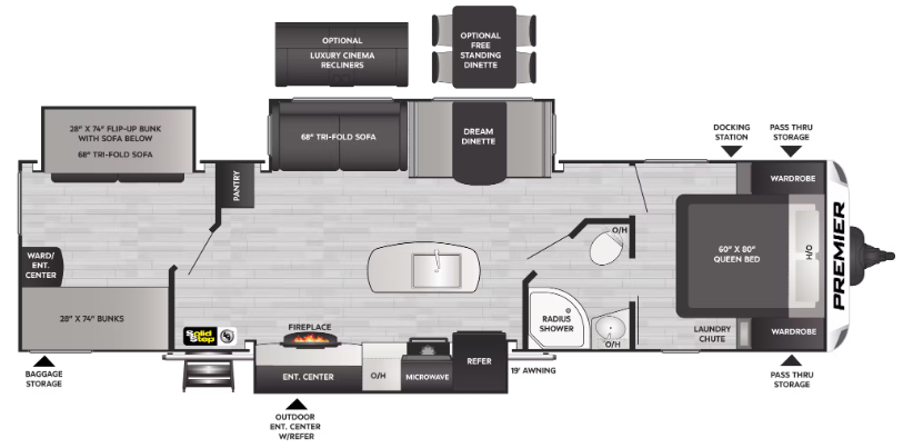 2022 KEYSTONE PREMIER 34BIPR, , floor-plans-day image number 0